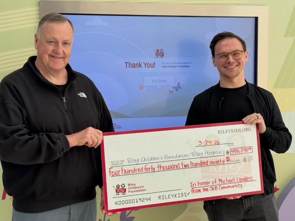 SLB Cares presenting a $440,290 check to Riley Children's Hospital in 2025