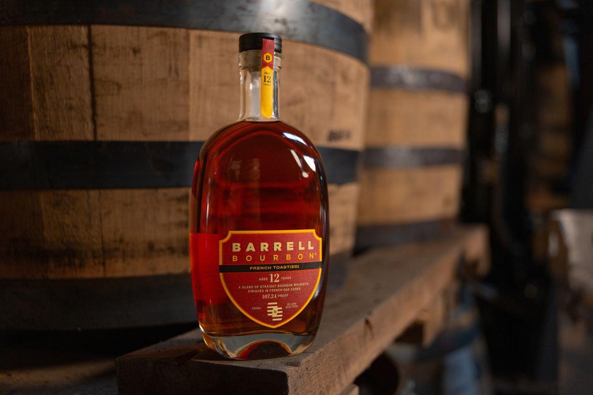 Barrell Craft Spirits bottle on a barrel, Louisville, Kentucky - SLB Cares sponsor