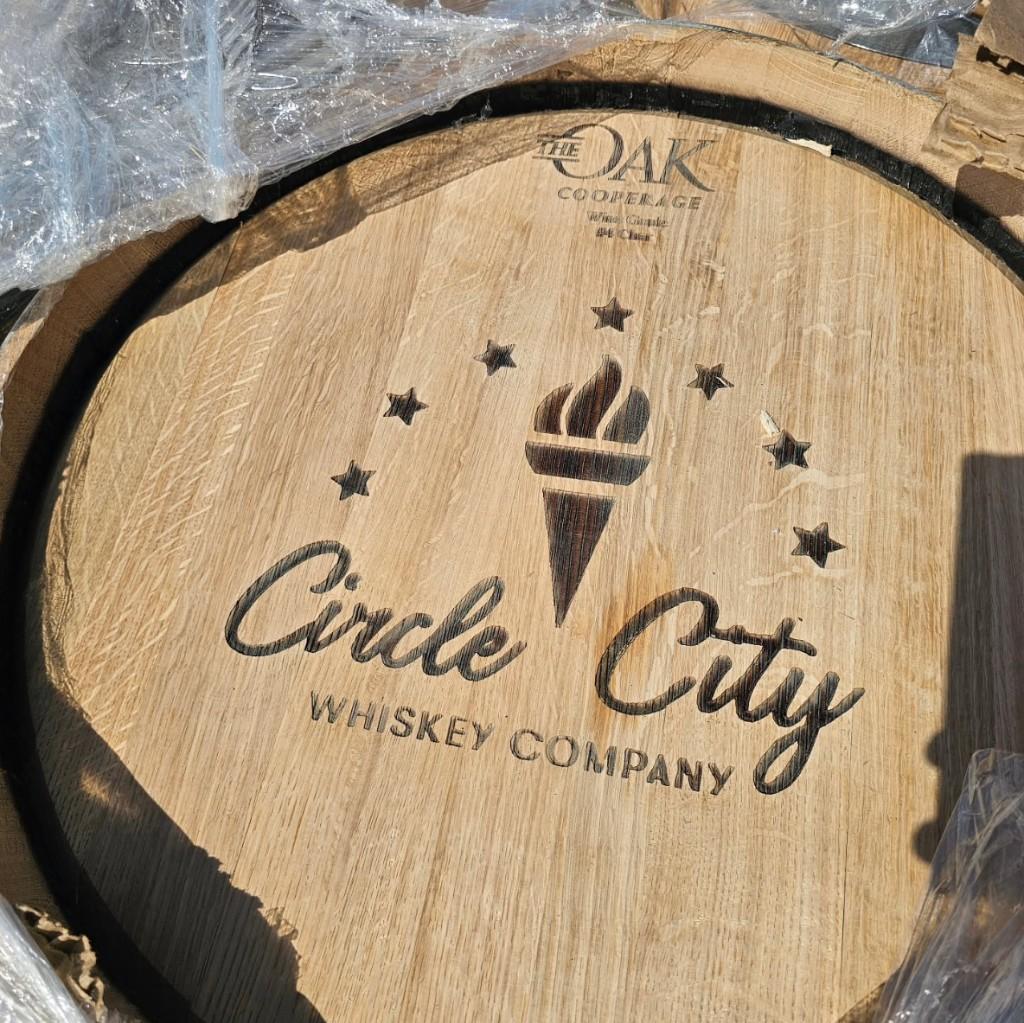 Circle City Whiskey Company barrel head, Indianapolis, Indiana - SLB Cares sponsor