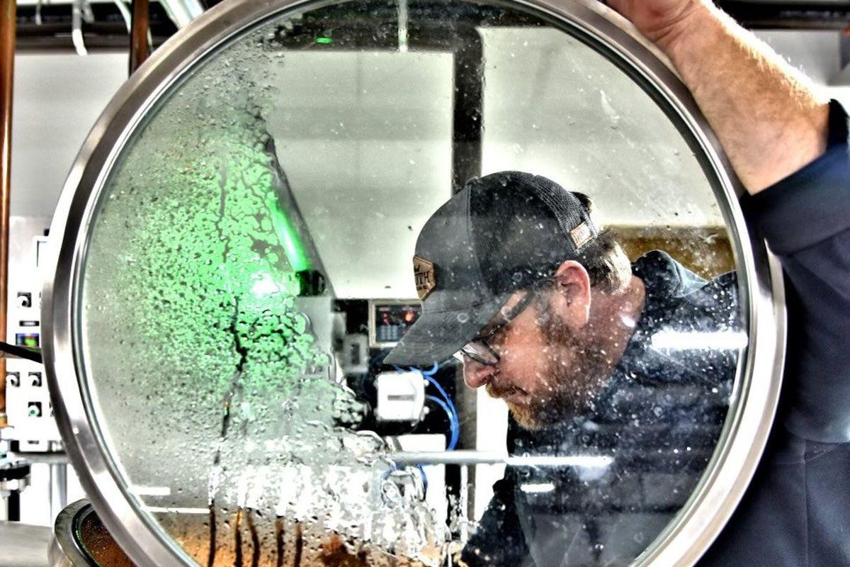 Hard Truth Distilling Co. distiller at the still, Nashville, Indiana - SLB Cares sponsor