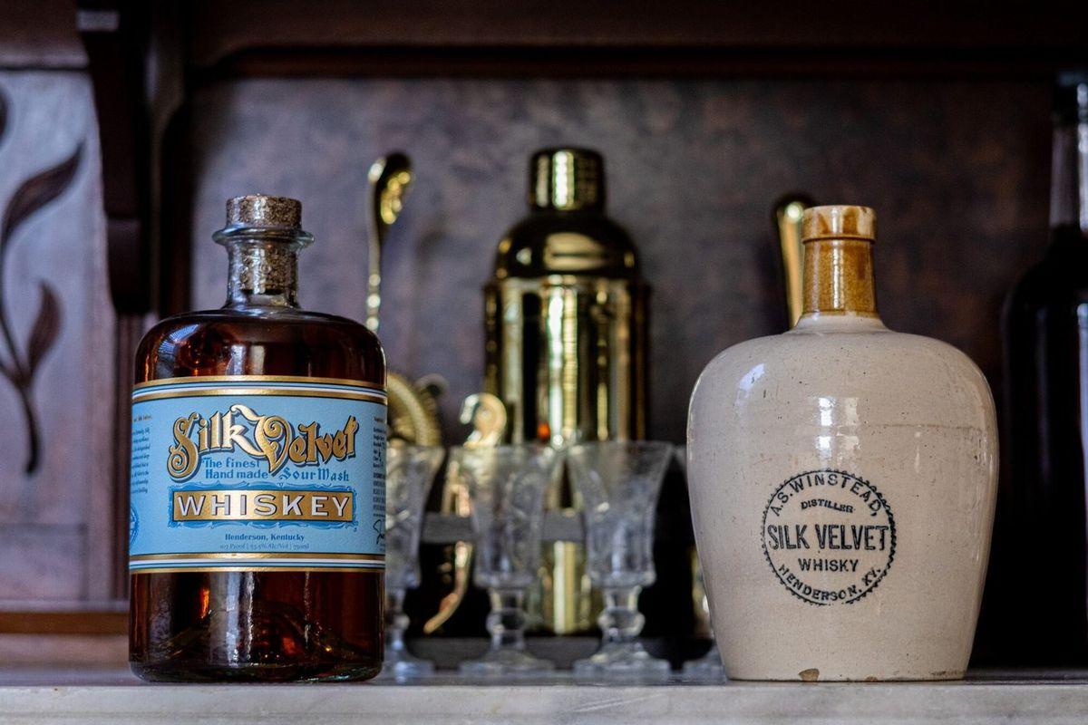 Silk Velvet Whiskey bottle and jug, Henderson, Kentucky - SLB Cares sponsor